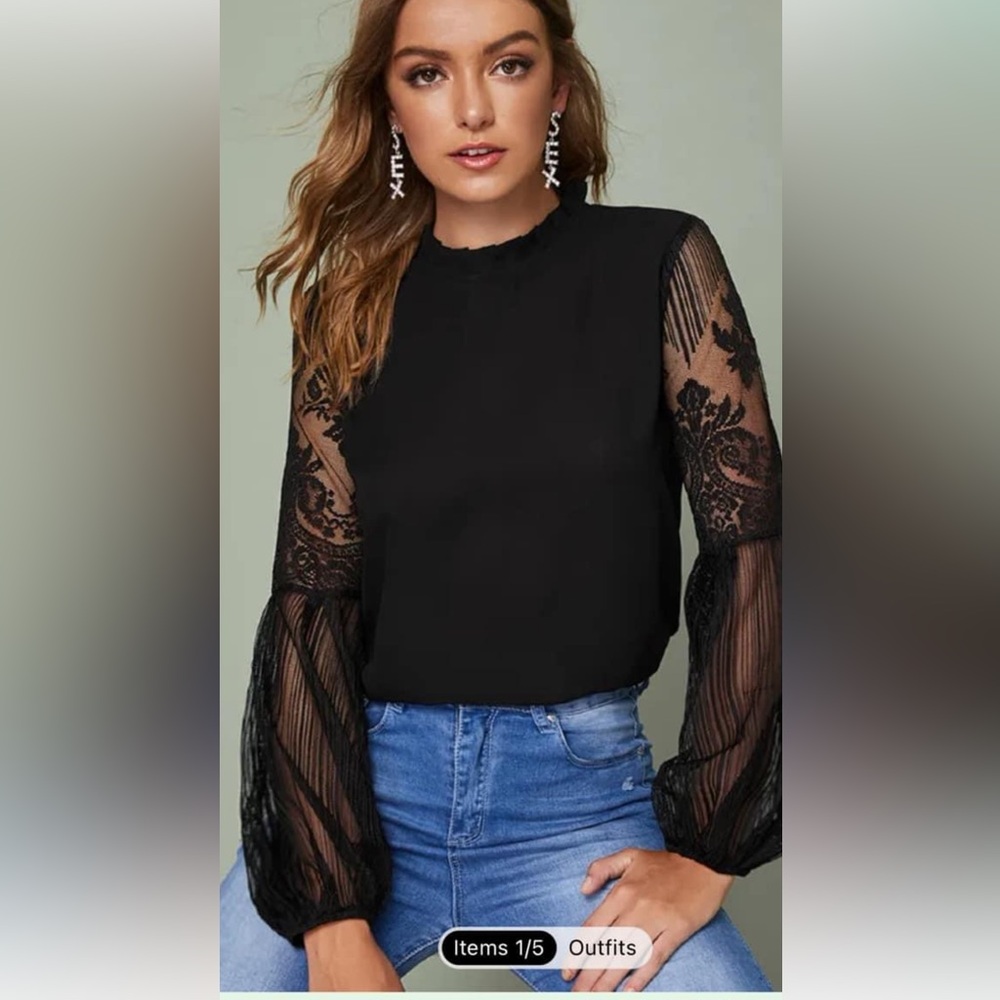 Black with detailed sleeves top